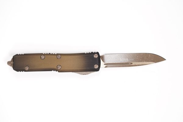 Microtech 231-13APABS UTX-85 Single Edge Antique Bronze