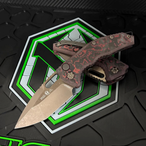 Heretic H046-6A-G10/RD Medusa Auto Tanto Bronze Blood Red Carbon Fiber